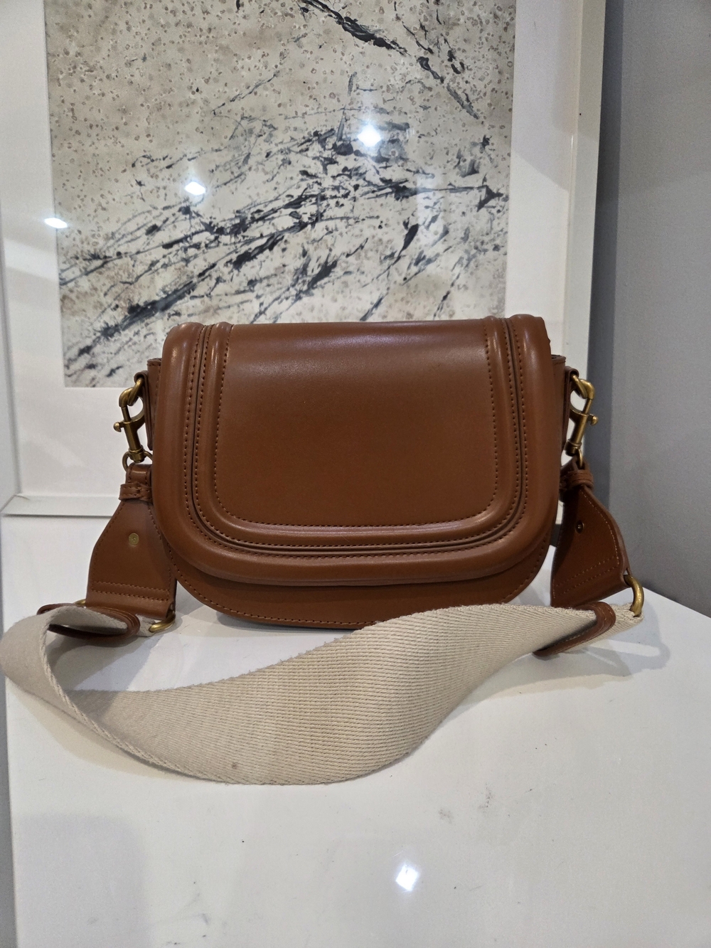 Zara Faux Leather Saddle Crossbody Bag in Brown